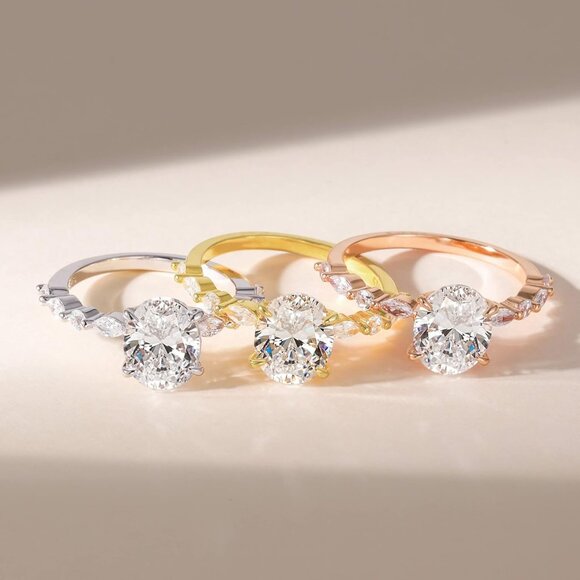 3 Carats 925 Sterling Silver Ring Oval Cut Cubic Zirconia Engagement Solitaire H - Picture 3 of 6